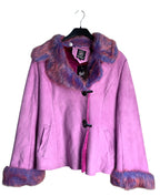 DuoDuo Y2K Faux Fur Trim Suede Jacket