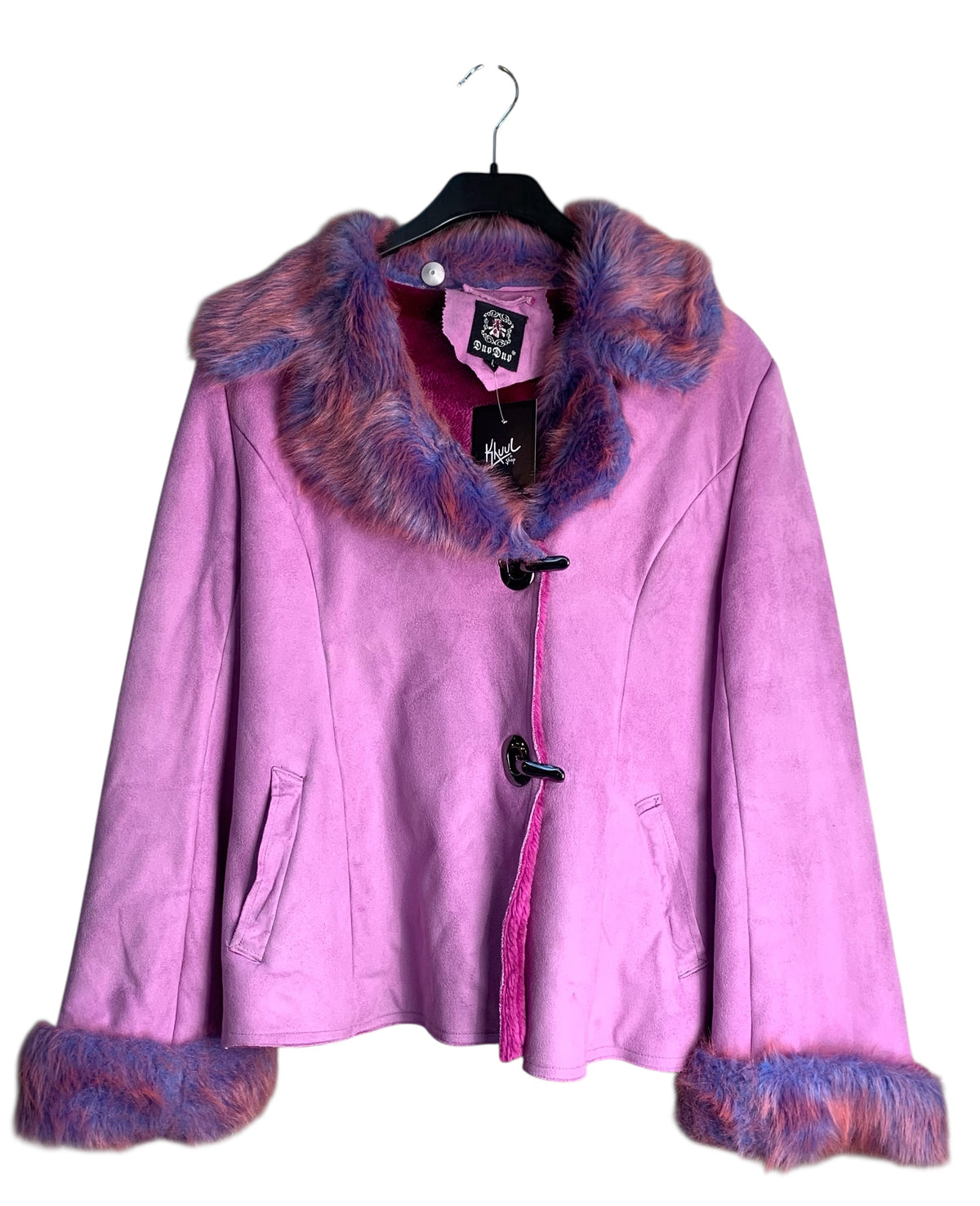 DuoDuo Y2K Faux Fur Trim Suede Jacket