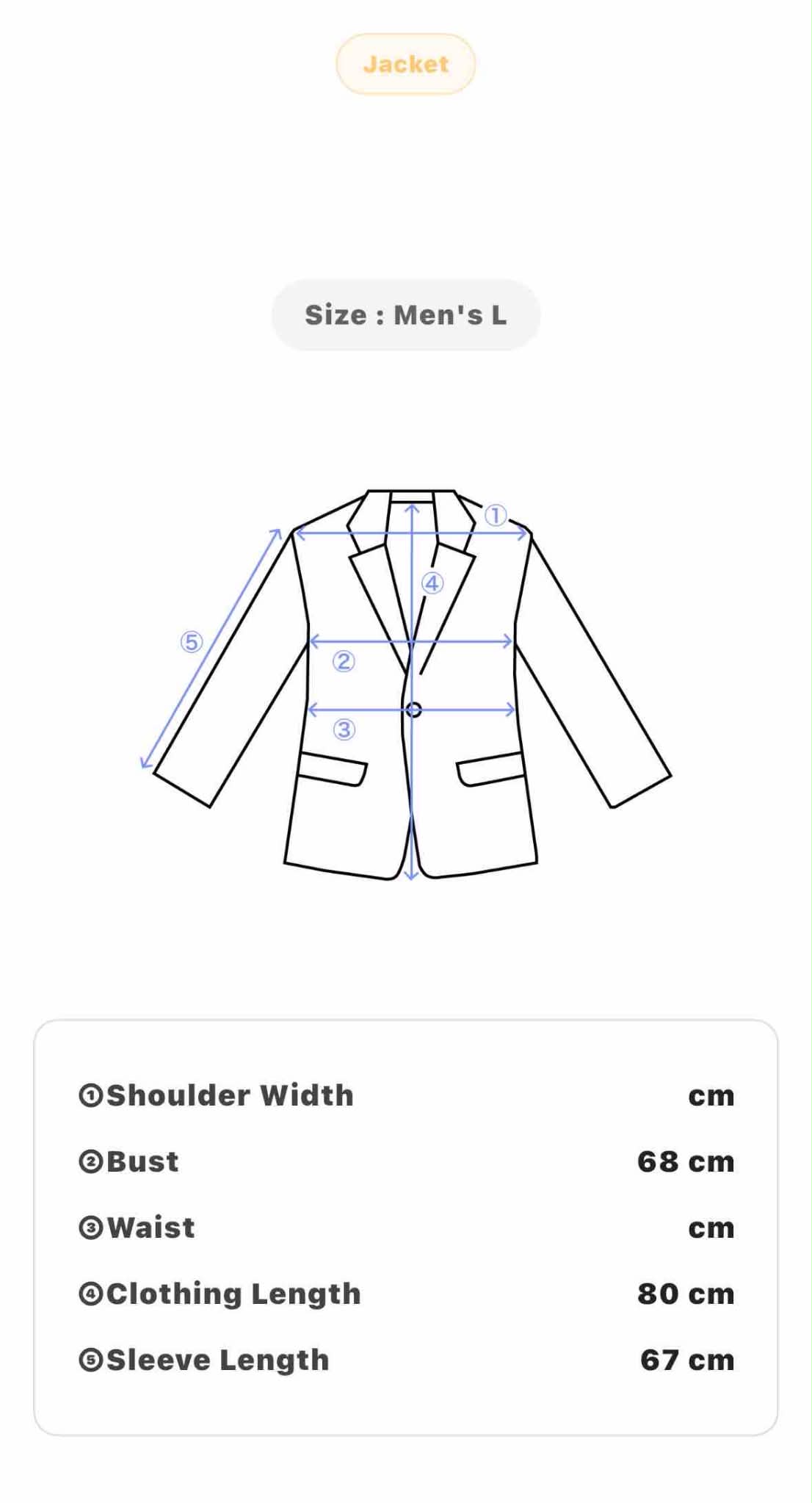 Measurements laid flat