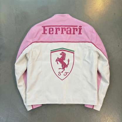 F1 Kimi Raikkonen Pink Racing Faux Leather Jacket