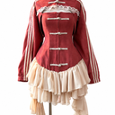 Chinese New Year Frog-Button Ruffle Mini Dress Red