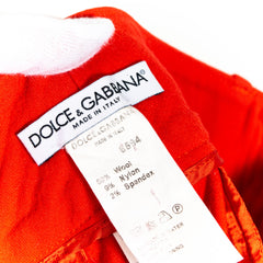 Dolce&Gabbana Red Zip Up High Waisted Straight Leg Pants Womens US29