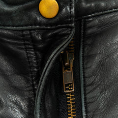 Black Leather Zip Up Ankle Zipper Pants Mens US28