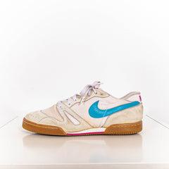 Vintage Nike White Suede Leather Blue Swoosh Low Top Sneakers Womens EU38