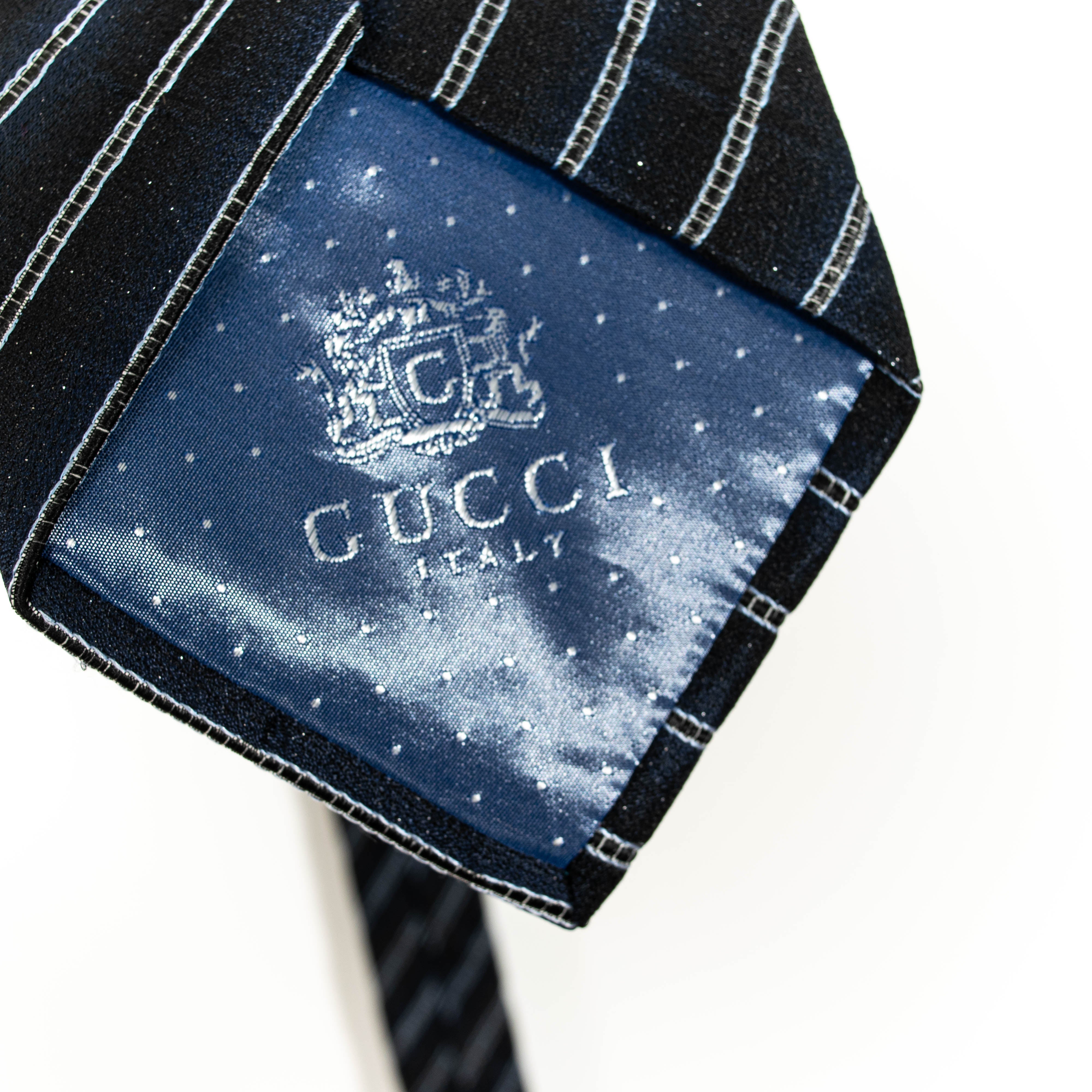 Franco Gucci Italy Dark Blue Striped Tie