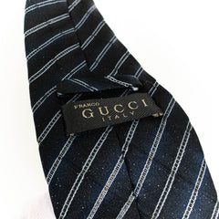 Franco Gucci Italy Dark Blue Striped Tie