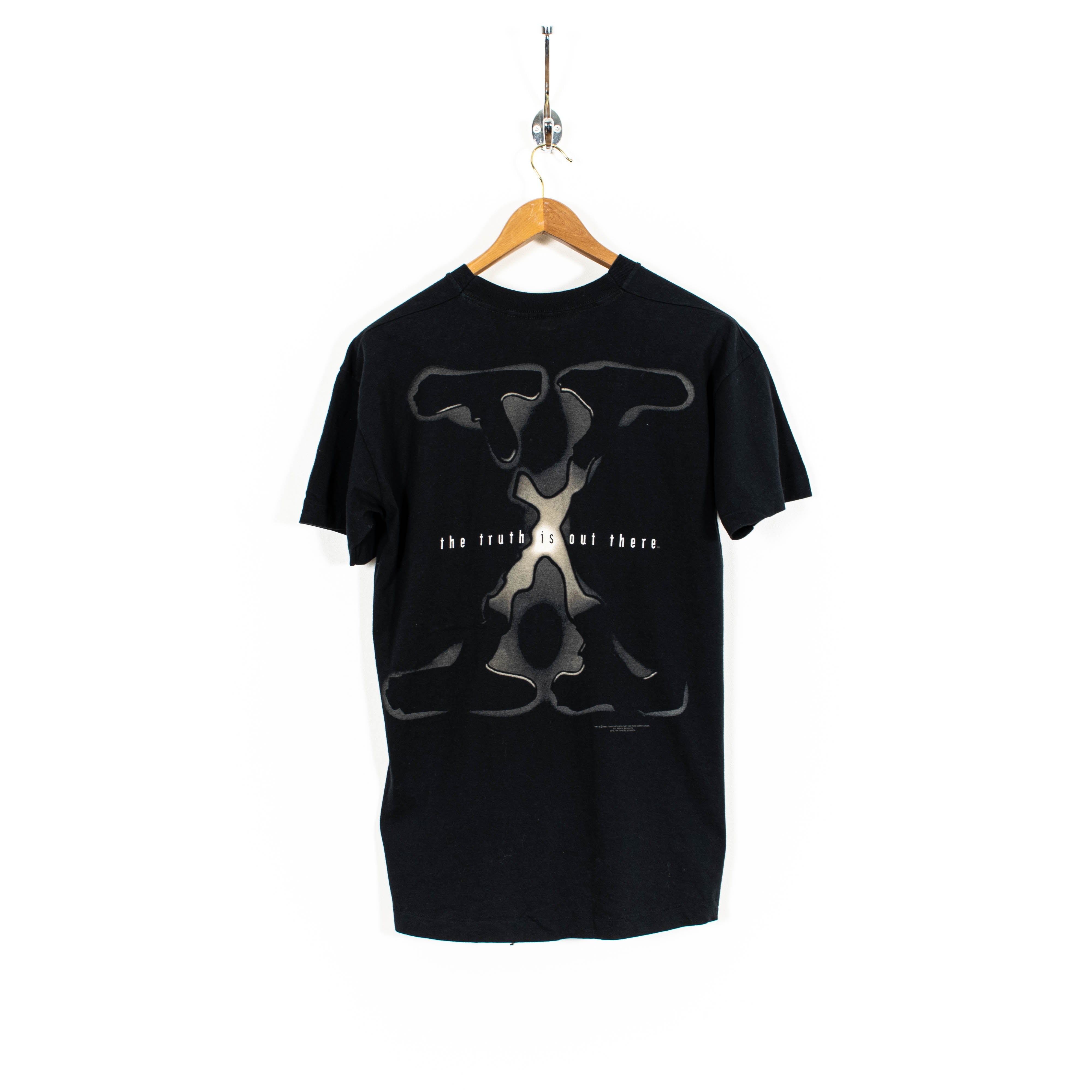 Vintage The X-Files 1995 Black Short Sleeve Shirt Mens S