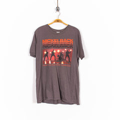 Nickelback Feed The Machine Tour 2018 Brown Short Sleeve Shirt Mens L