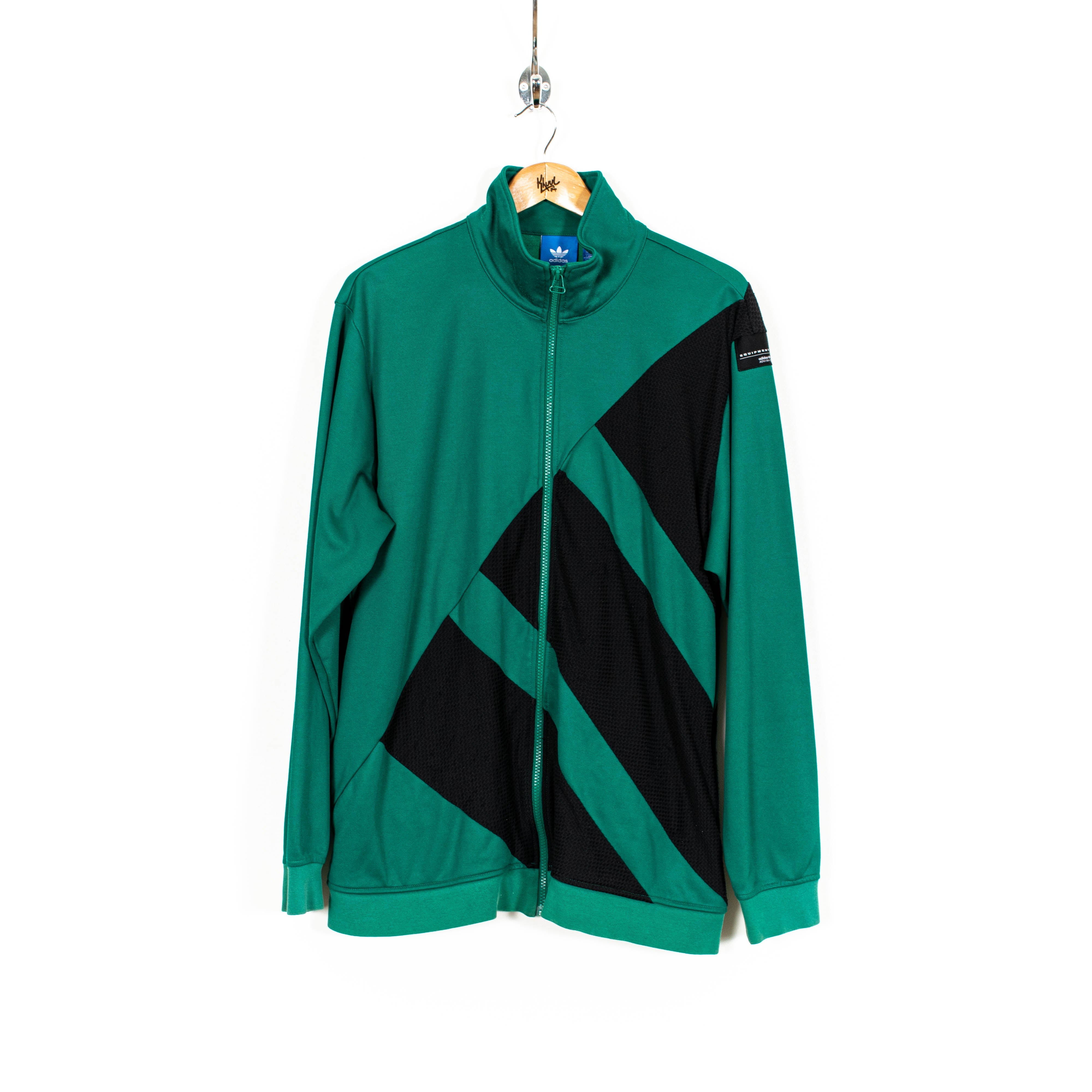 Vintage Adidas Equipment Big Logo Green Black Track Jacket Mens L