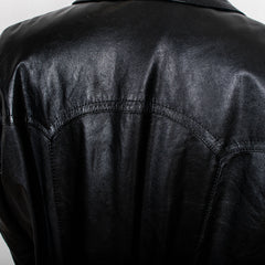 Vintage Black Leather Buttoned Matrix Blazer Jacket Womens L