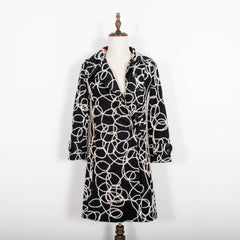 Vintage Desigual Black White Abstract Print Buttoned Coat Womens M