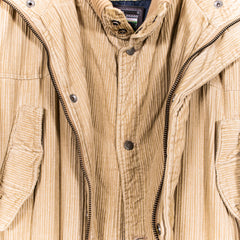 Vintage Oneill Beige Corduroy Hooded Buttoned Zip Up Parka Jacket Mens L