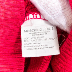 Vintage Moschino Jeans Bright Pink Sleeveless Knit Multicolor Details Vest Womens XS