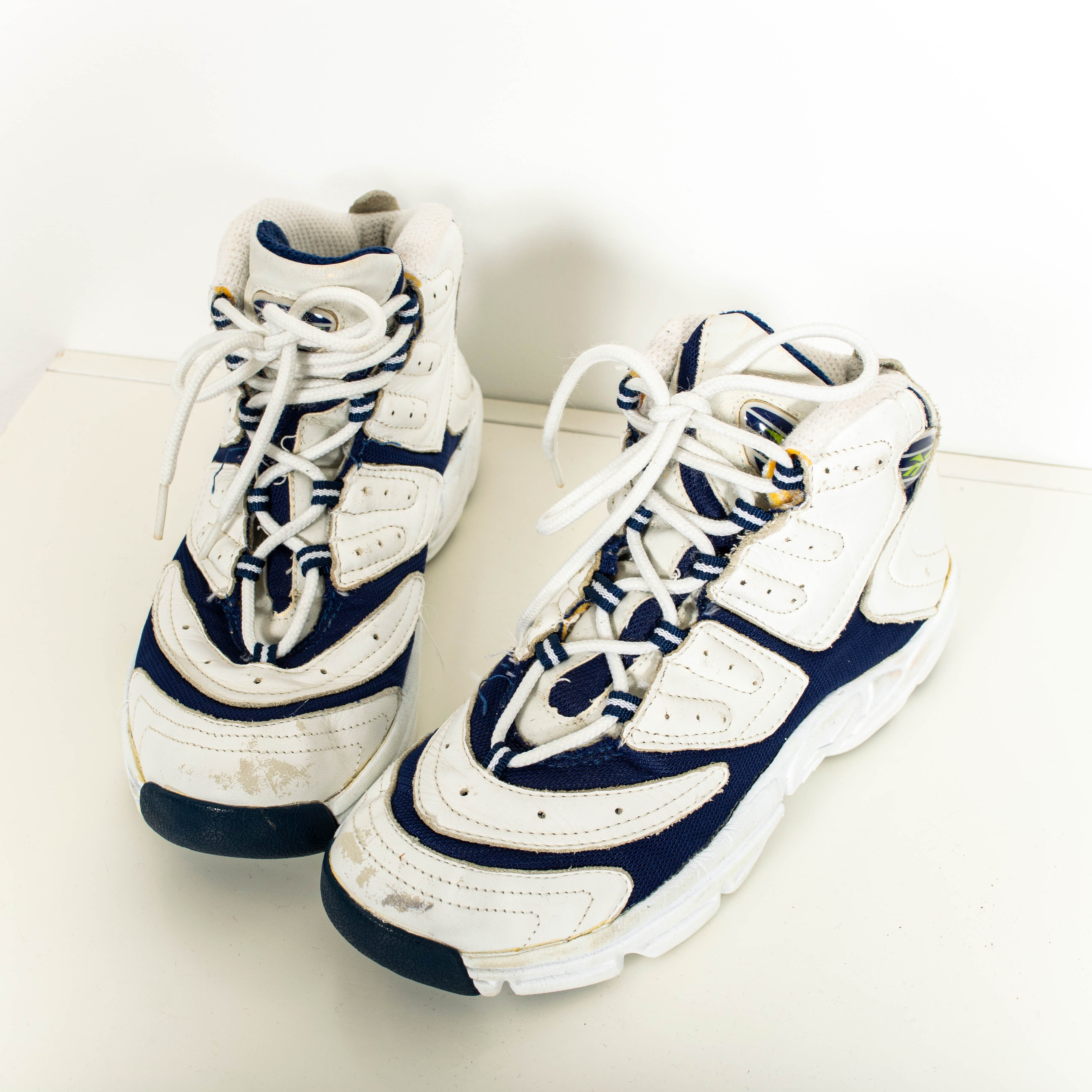 Vintage Reebok White Blue High Top Lace Up Sneakers Womens EU39