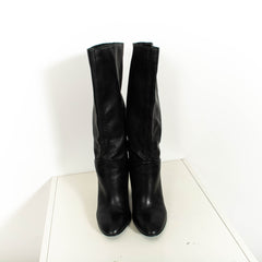 Black Leather Knee Boots Womens EU37.5