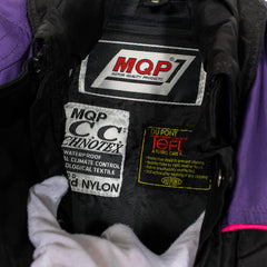 MQP Logo Vintage Quilted Padded Belted Waterproof Colorblock Multicolor Moto Biker Jacket Men's XL