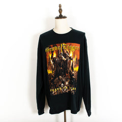 Vintage Grave Digger Black Liberty Or Death Double Sided Print Black Long Sleeve Shirt Mens XL