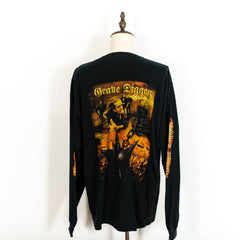 Vintage Grave Digger Black Liberty Or Death Double Sided Print Black Long Sleeve Shirt Mens XL
