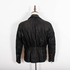 Vintage MDM Black Genuine Leather Zip Up Belted Biker Jacket Mens M
