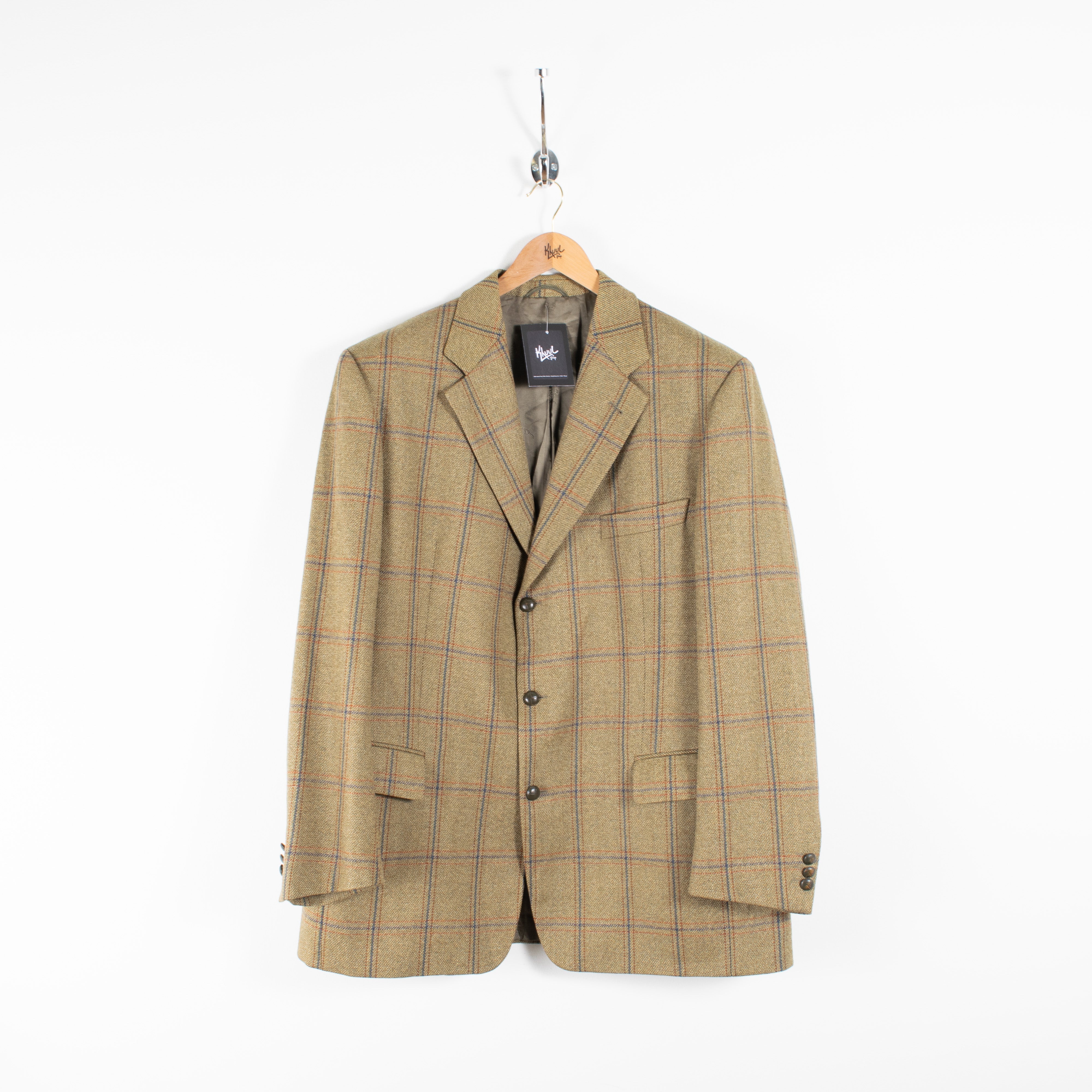 Burberry Dark Green Long Virgin Wool Blazer Jacket Men's XL