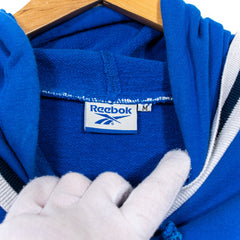 Reebok suur kollane esi logo tikandid vintage triibuline detail Sinine ülisuur kapuuts meeste M