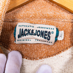 Jack & Jonesi vintage tõmblukuga esitasku, oranž Eddie stiilis dressipluus meeste XL