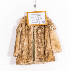 Vintage Beige Genuine Animal Fur Short Overcoat Womens L