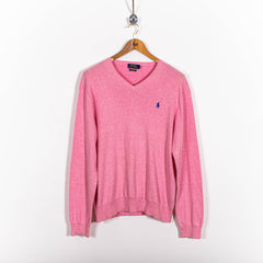 Ralph Lauren Polo Pink Pullover Sweater Mini Logo Embroidery Mens L