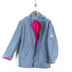 Helly Hansen Reversible Pink Blue Hooded Full Zip Windbreaker Jacket Womens XL