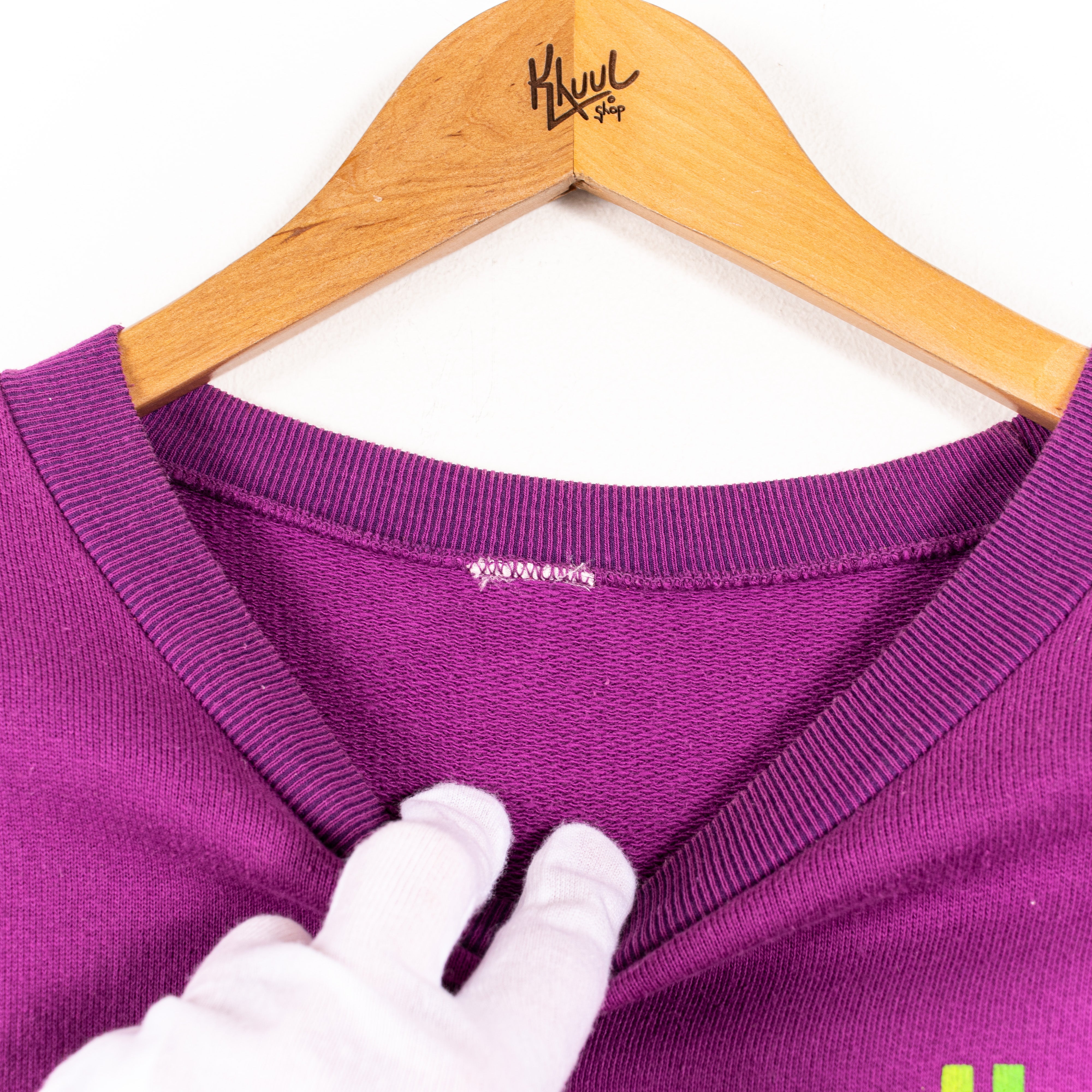 Vintage Oversized Test Logo Print Purple Pullover Sweatshirt Women's XL