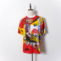 Vintage Scabetti 60s Elvis Multicolor All Over Lifestyle Print Short Sleeve Shirt Mens S