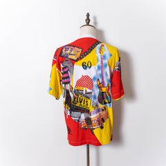 Vintage Scabetti 60s Elvis Multicolor All Over Lifestyle Print Short Sleeve Shirt Mens S