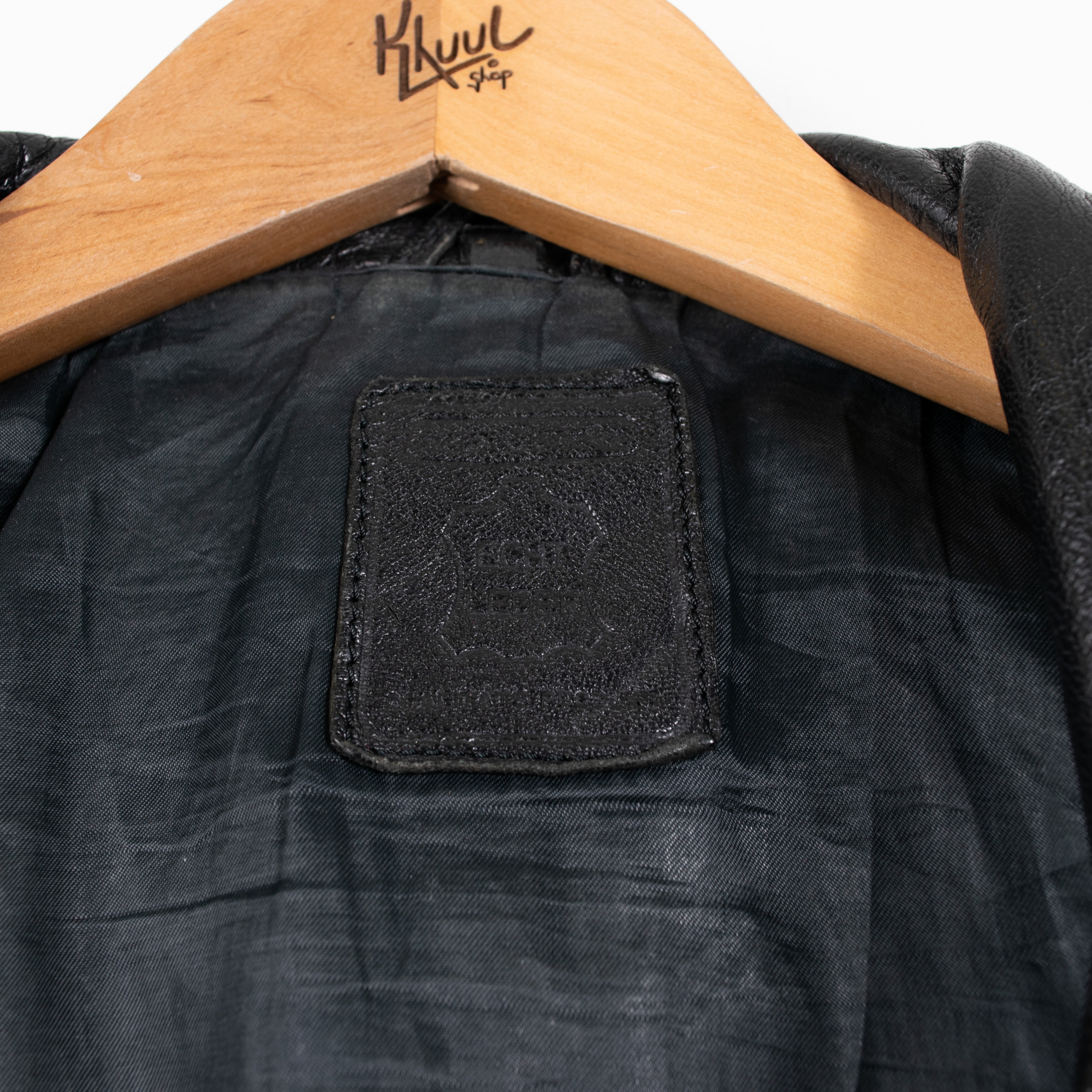 Full Zip Belted Black Genuine Leather Jacket Men's M