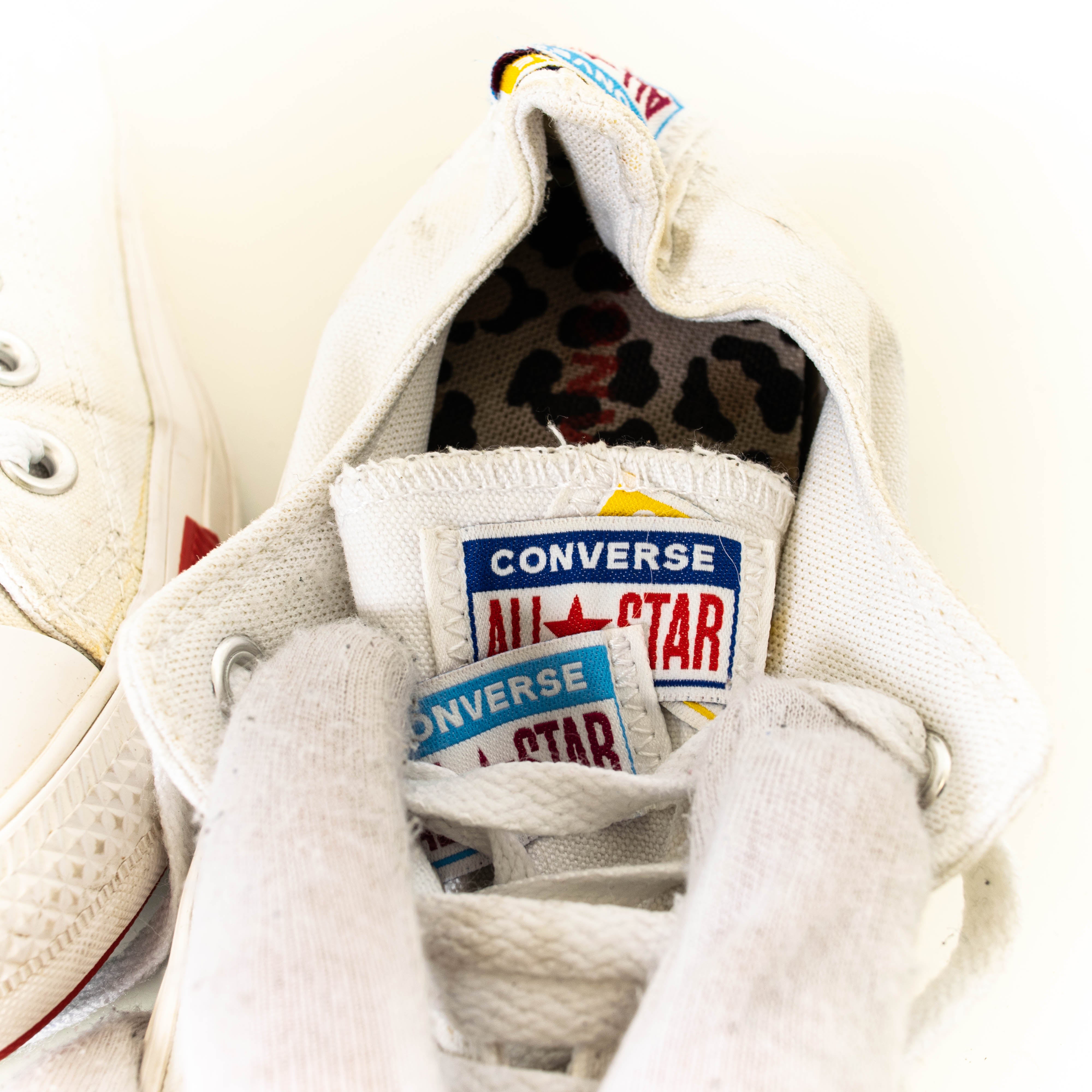 Converse Chuck Taylor All Star White OX Logo Stacked Multicolor Patches Low Top Sneakers Womens EU39