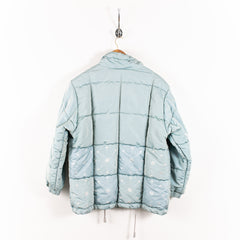 Tokka Tribe By Luhta Vintage Full Zip Abstract Print Quilted Winter Time Light Mint Green Parka Jacket Women's XL