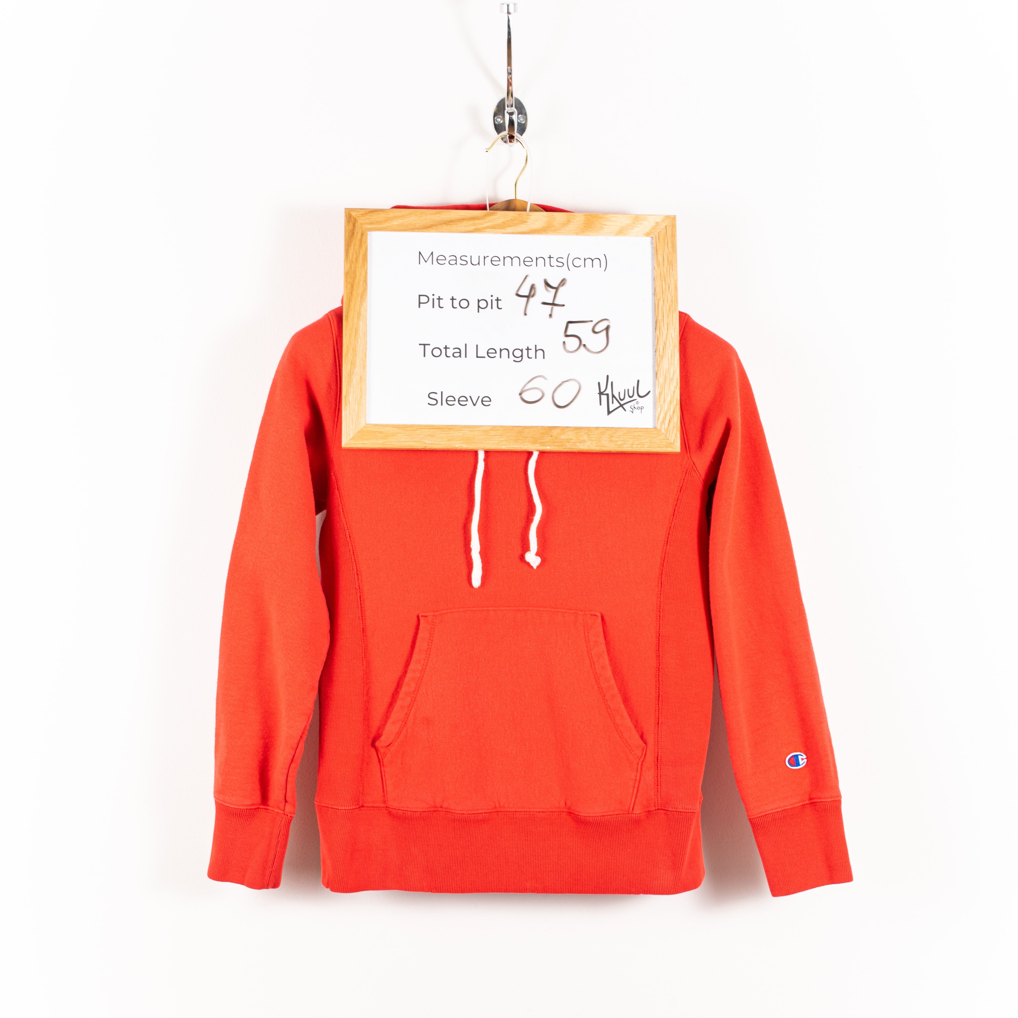 Champion Logo Embroidery Vintage Red Pullover Hoodie Men's M