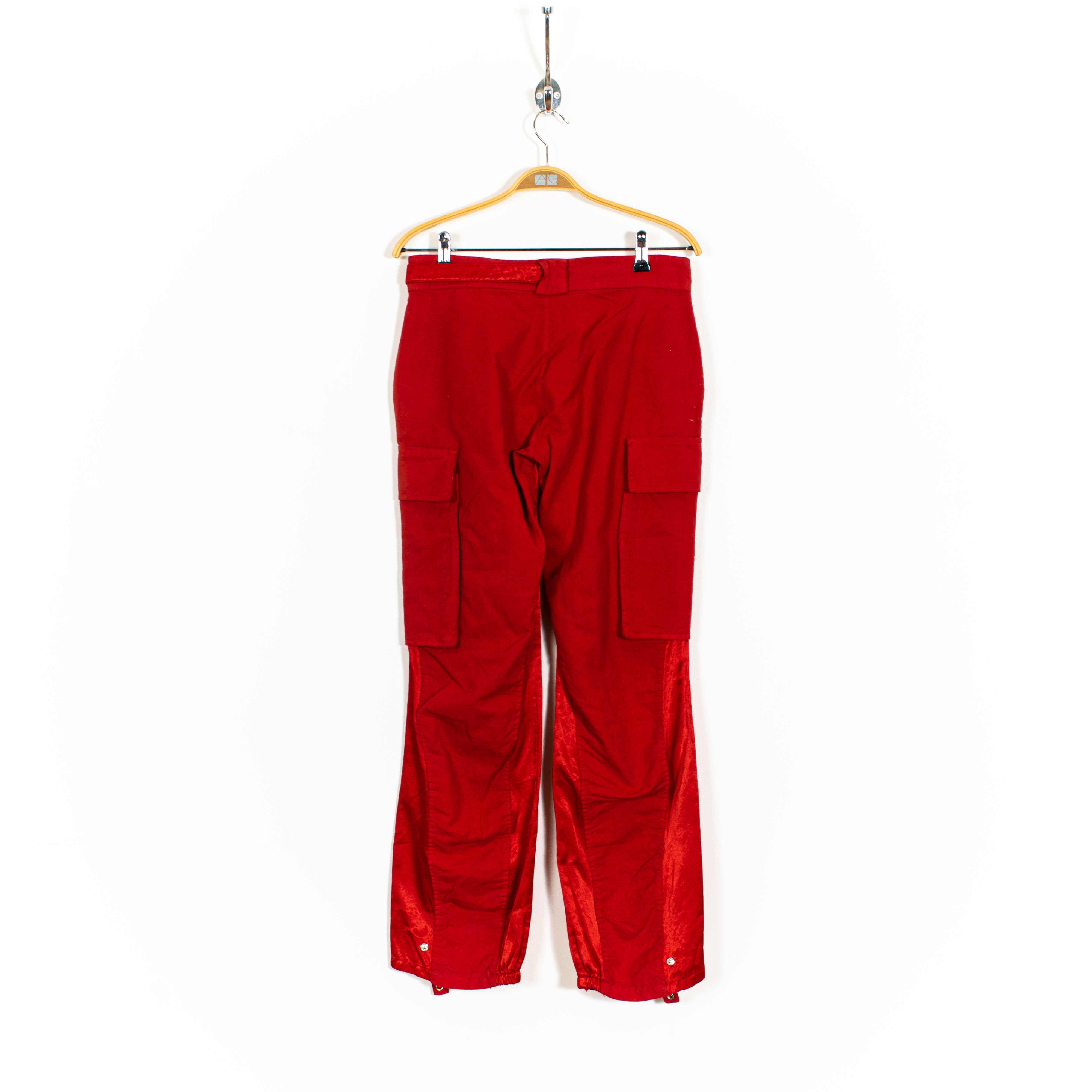 Bloom Red Zip Up Straight Fit Cargo Pants Mens US31