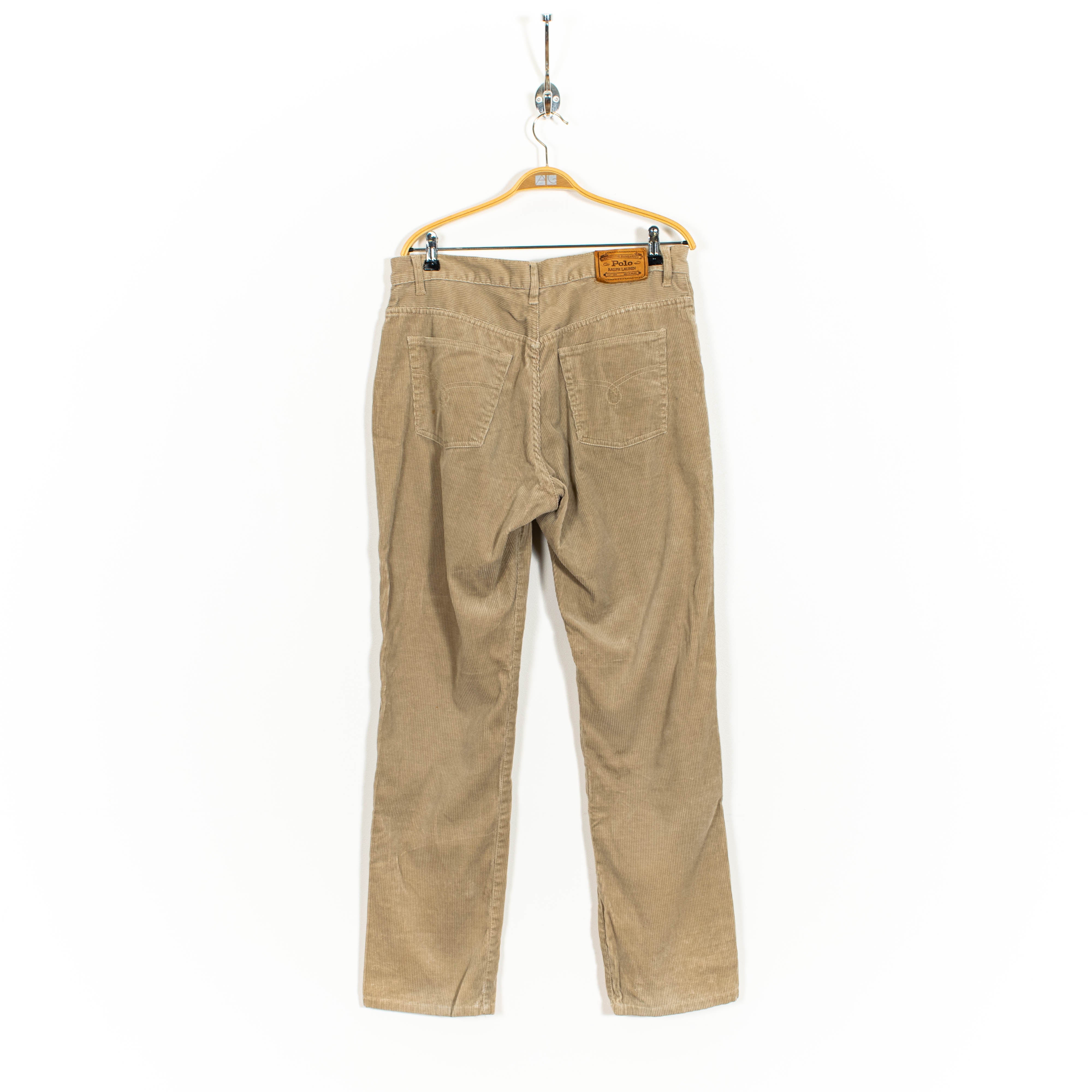 Ralph Lauren Polo Beige Corduroy Zip Up Straight Fit Pants Mens US33