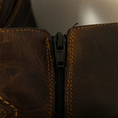 Vintage Dark Brown Leather Zipper Ankle Boots Mens EU41