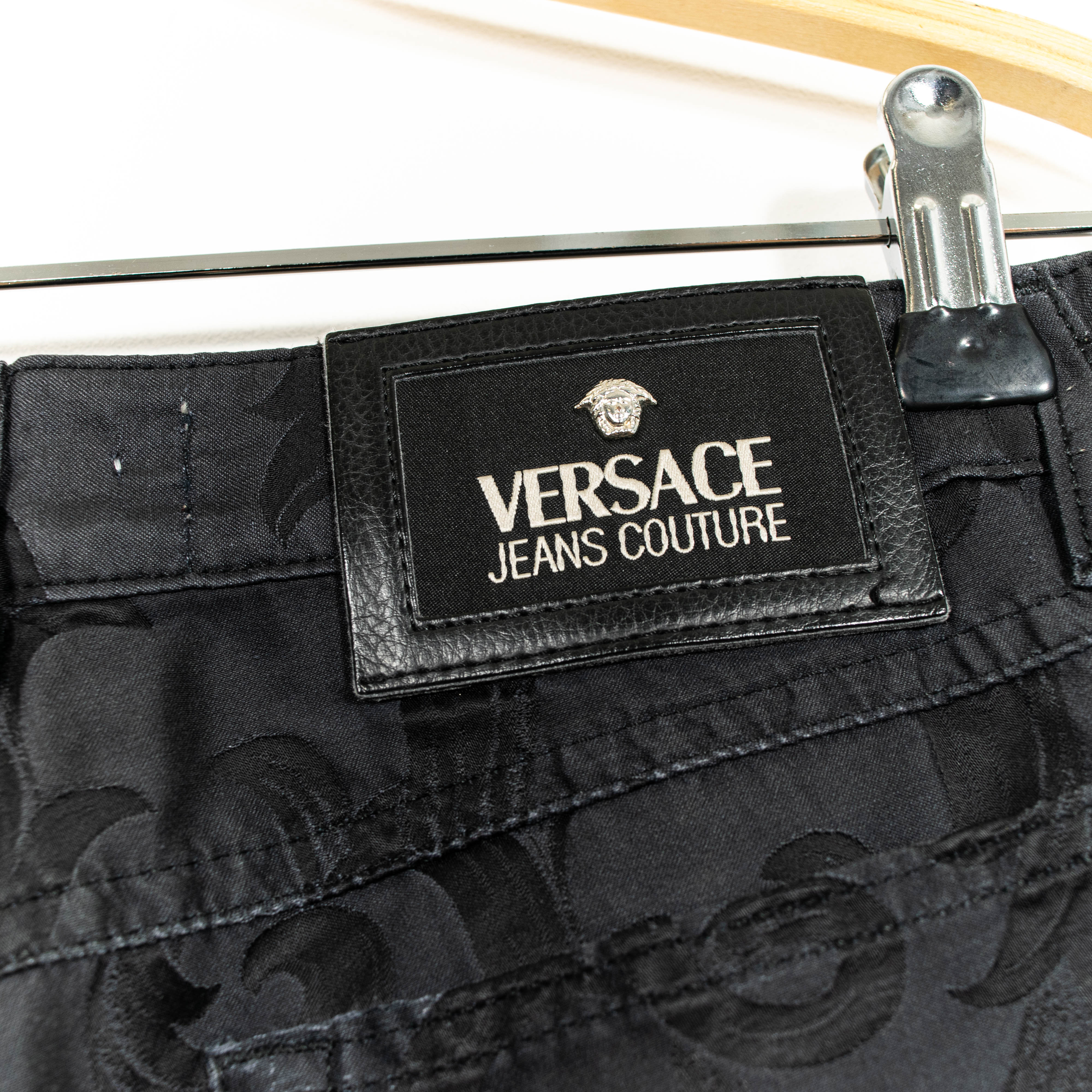 Versace Jeans Couture Black Abstract Pattern Straight Fit Jeans Mens US29
