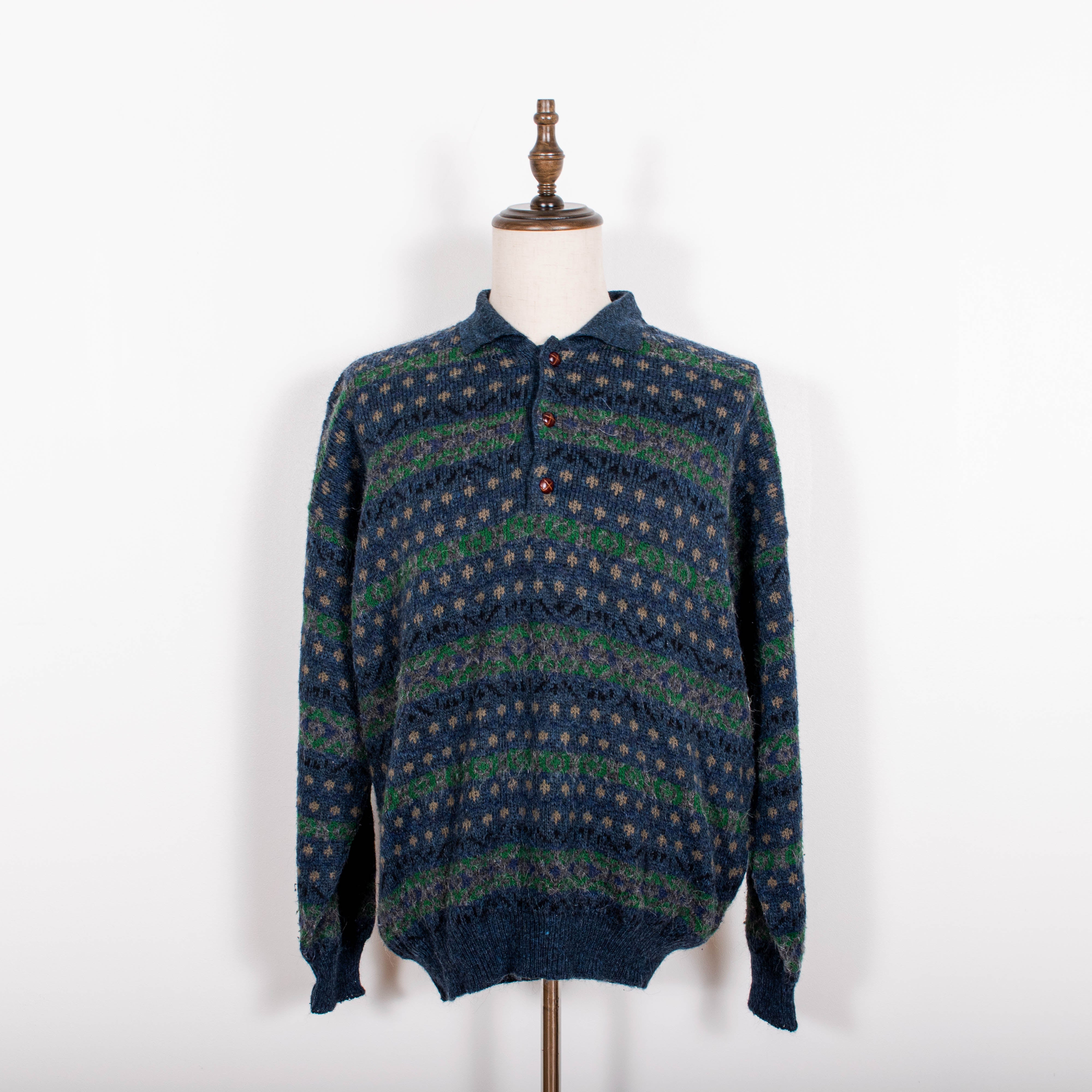 Vintage Yves Saint Laurent Multicolor Pullover Mohair Wool Sweater Mens S