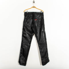 Vintage Molltan Black Genuine Leather Zip Up Straight Fit Jeans Mens US30
