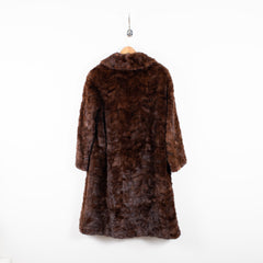 Real Genuine Brown Mink Fur Long Overcoat Women's L