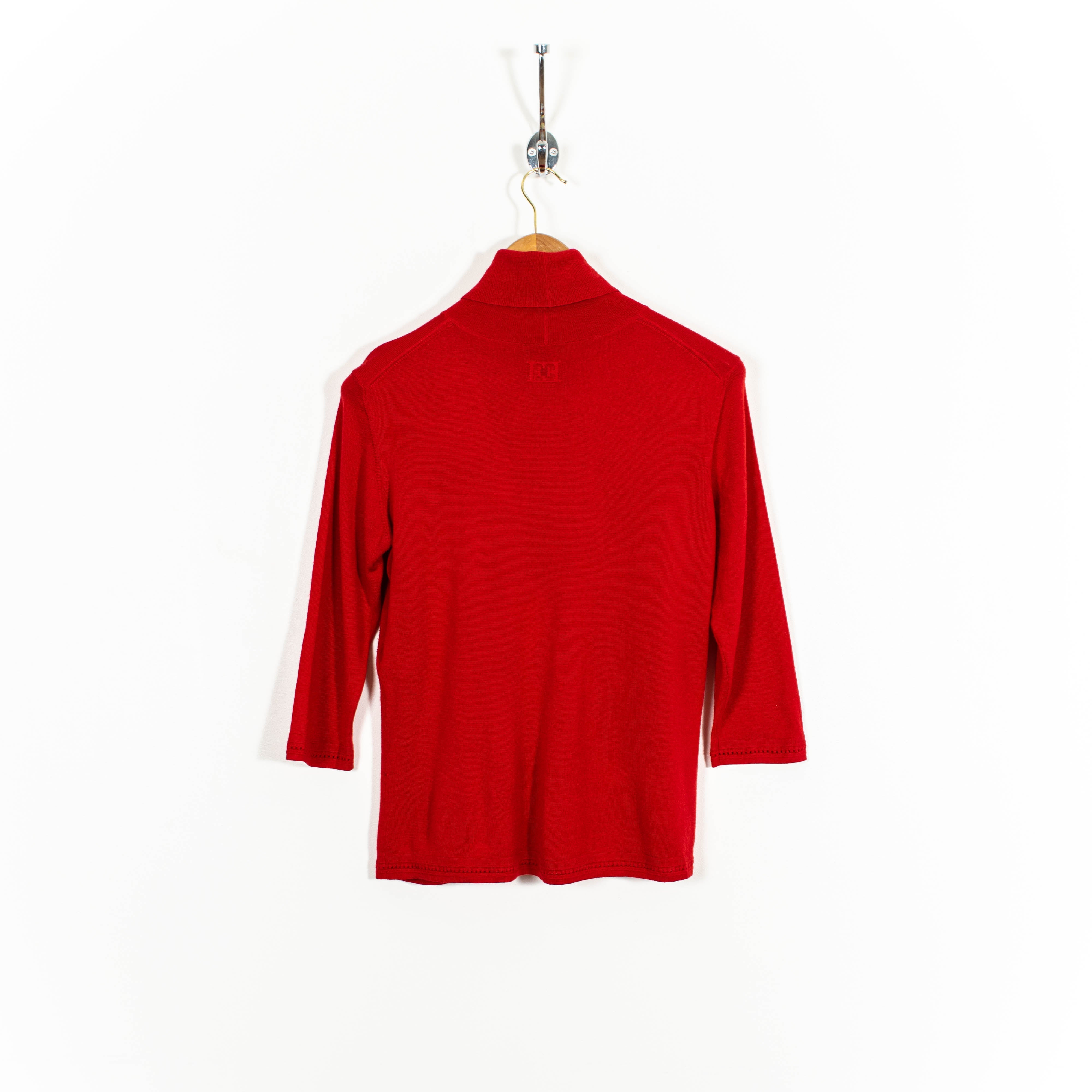 Escada Vintage Turtleneck Pullover Sweater Wool Silk Blend Red Womens S