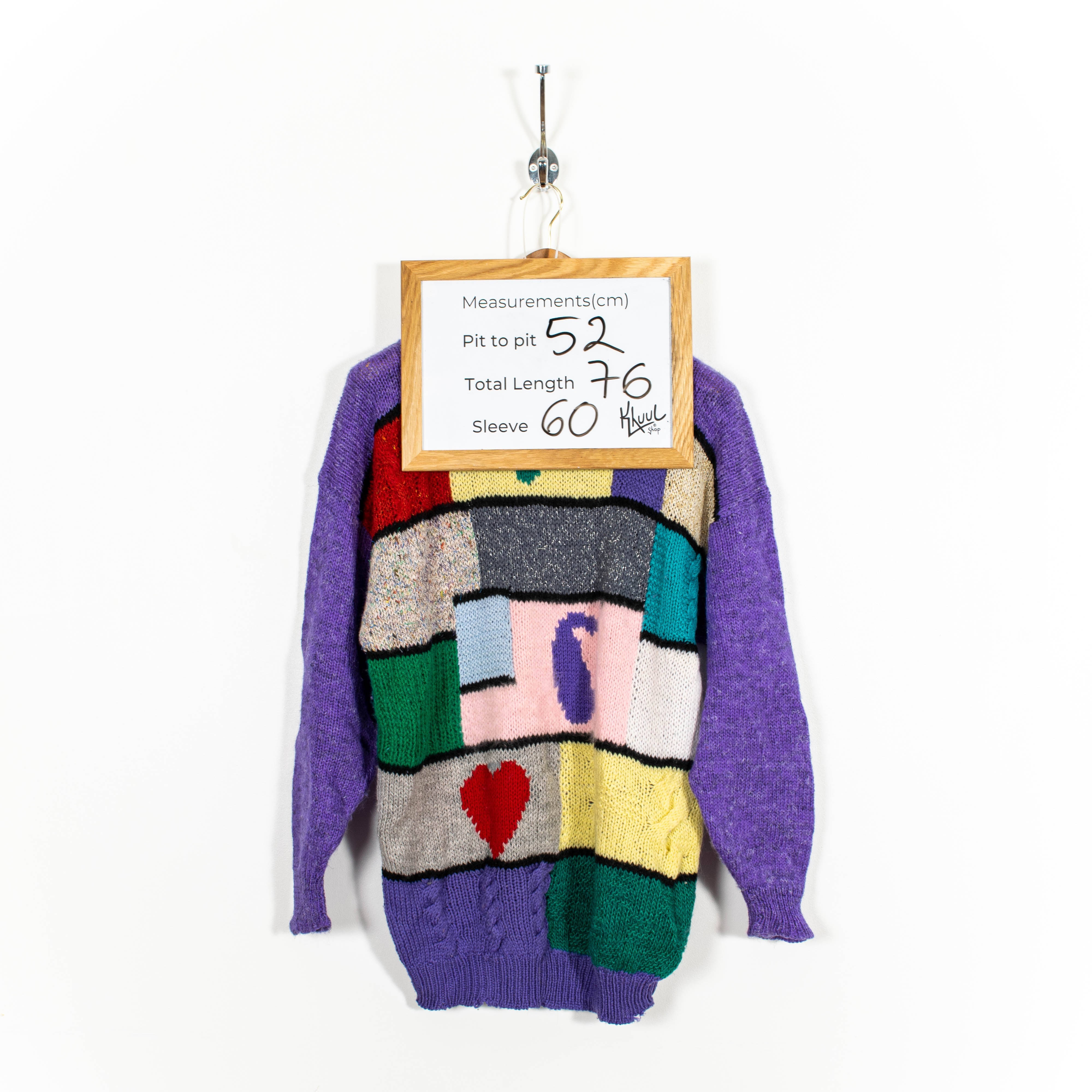 Vintage Multicolor Wool Blend Knit Pullover Sweater Abstract Pattern Mens M