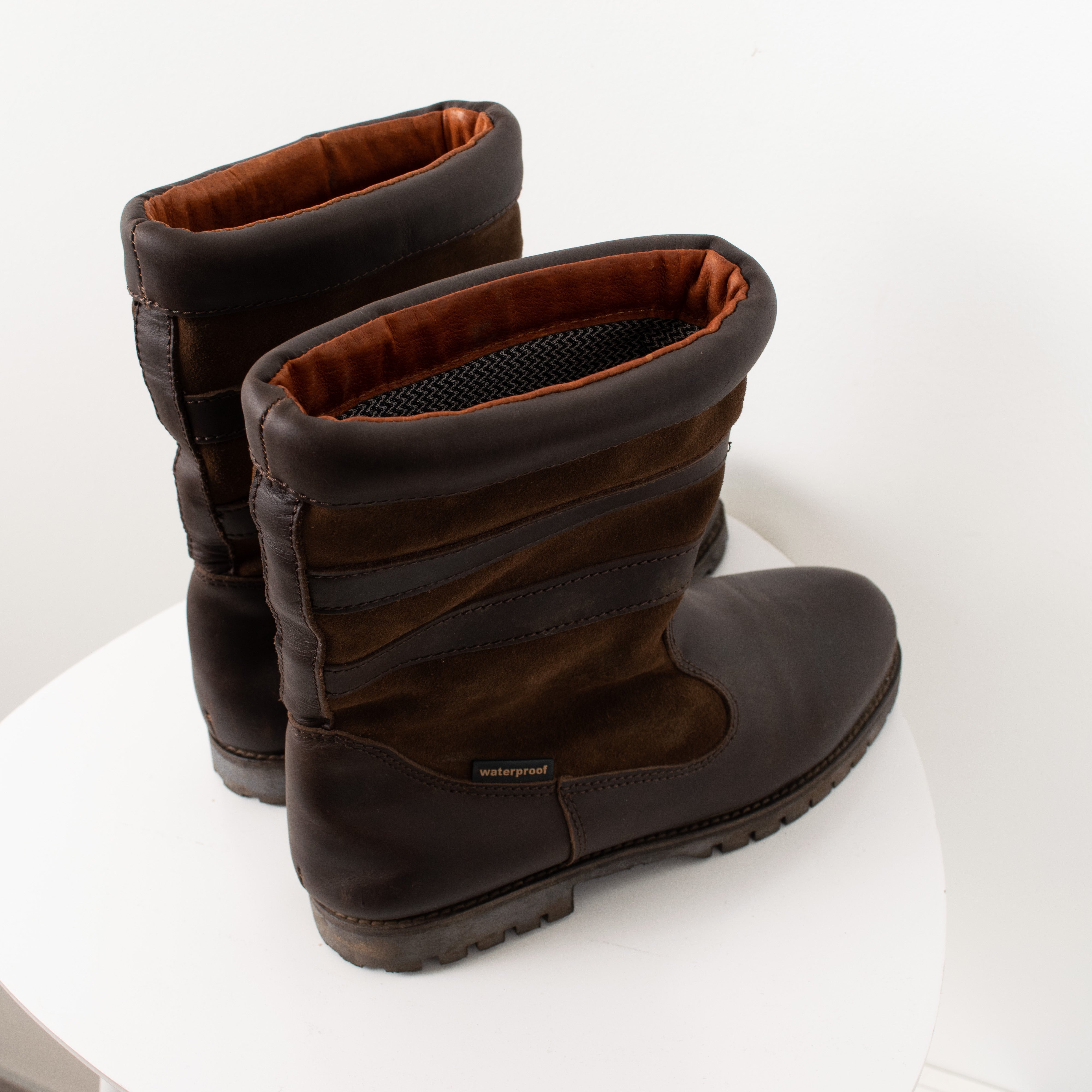 Vintage Leather Brown Wellington Waterproof Boots Women's EU39