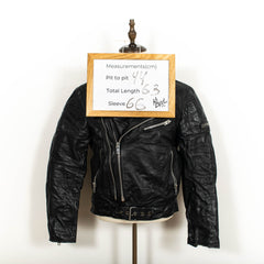 Vintage Genuine Leather Black Biker Perfecto Zip Up Jacket Mens S