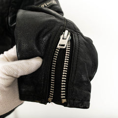 Vintage Genuine Leather Black Biker Perfecto Zip Up Jacket Mens S