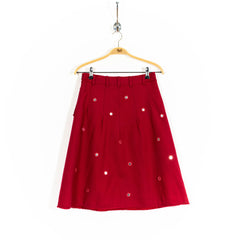 Moschino Red Mirror Detail A Line Skirt Womens US28