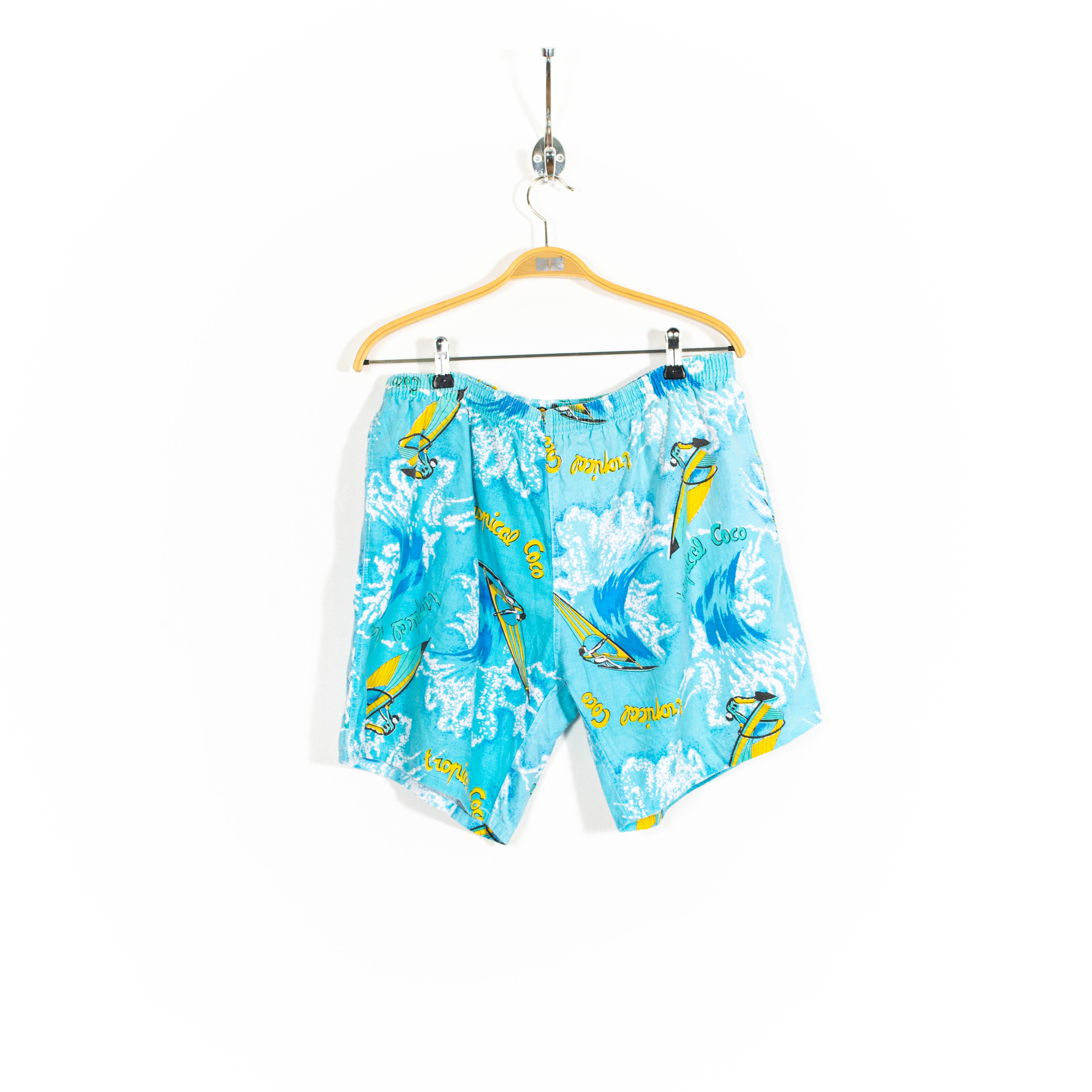 Multicolor Surfing Print Swimming Shorts Mens US31